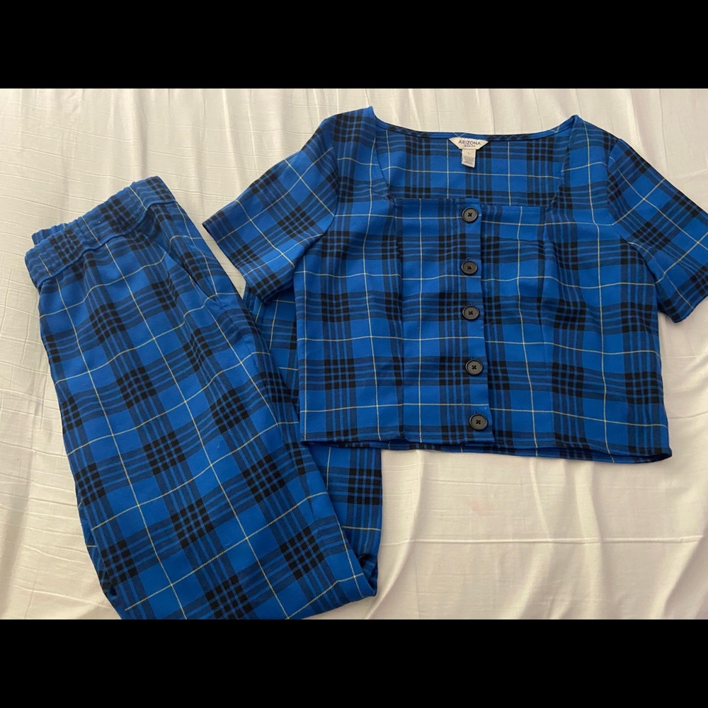 Arizona Blue Plaid Matching Set (read description plz)